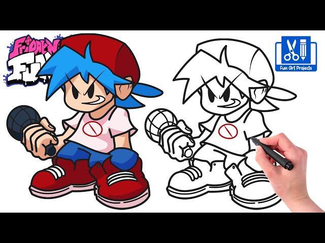 How To Draw HD Boyfriend | Como Dibujar Friday Night Funkin FNF Step By Step