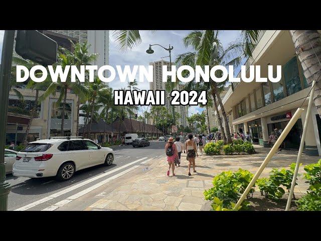 Downtown Honolulu Waikiki Walk 4k | Hawaii, Oahu 2024