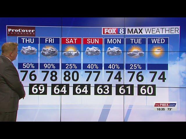 50% chance of rain Thursday; high of 76