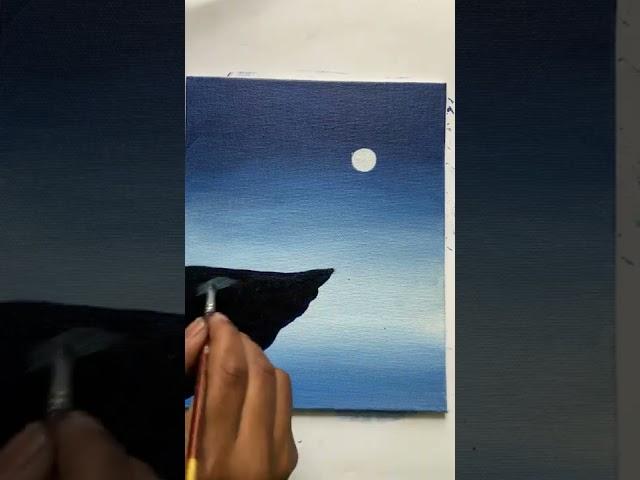 Beautiful full moon night acrylic painting  how is it guys? #shorts