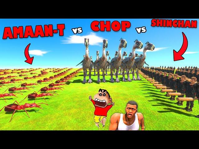 SHINCHAN TEAM vs CHOP TEAM vs AMAAN-T TEAM in Animal Revolt Battle Simulator