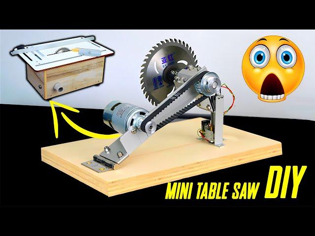 I built this MINI table saw Really precise but VERY DANGEROUS