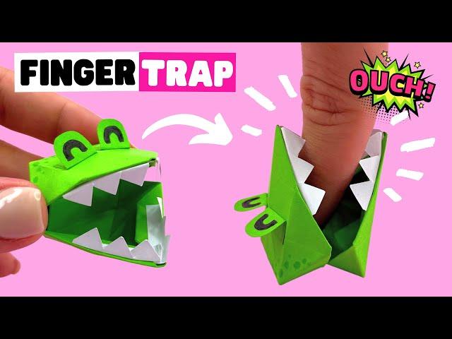 How to make origami FINGER TRAP [origami crocodile]