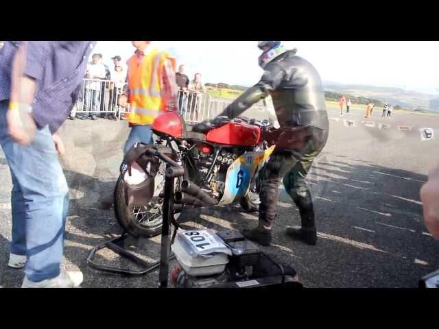 Honda 250 6 cylinder RC166 start up Jurby festival Isle of Man during the Manx Grand Prix Classic TT