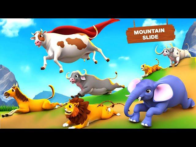 Super Cow's Epic Mountain Slide Adventure: Funny Animals Comedy adventures 2024