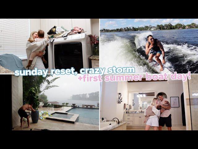 restaurant window install, crazy storm hits, Sunday reset + first summer boat day!