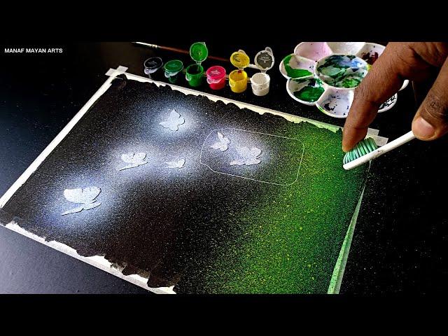 Glowing butterfly's easy spray painting for beginners with toothbrush & water color | step by step