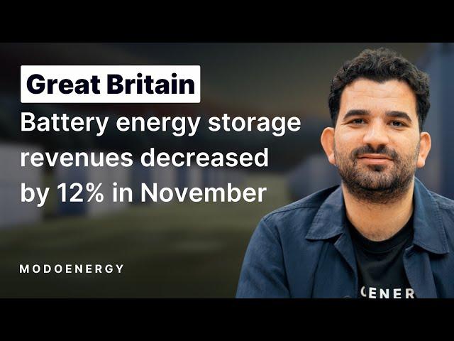 Battery energy storage revenues decreased by 12% in November