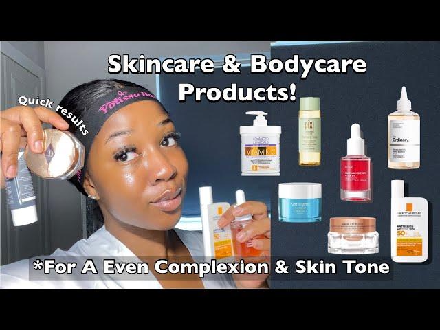 THE BEST PRODUCTS FOR A SMOOTH & EVEN SKIN TONE | Skincare + Body care | Quick results ‼️