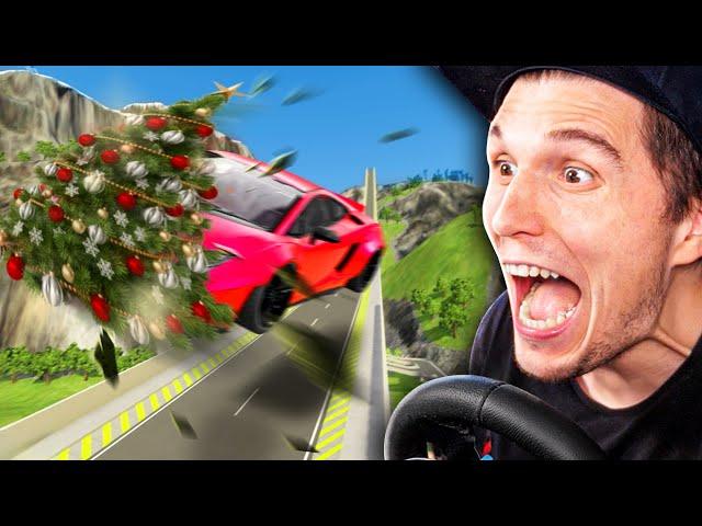 Was passiert wenn man mit 300kmh gegen einen Weihnachtsbaum fährt? | BeamNG