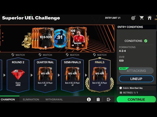 HOW TO COMPLETE SUPERIOR UEL CHALLENGE MODE FOR FREE103-109 OVR PLAYERS IN FC MOBILE 25?!