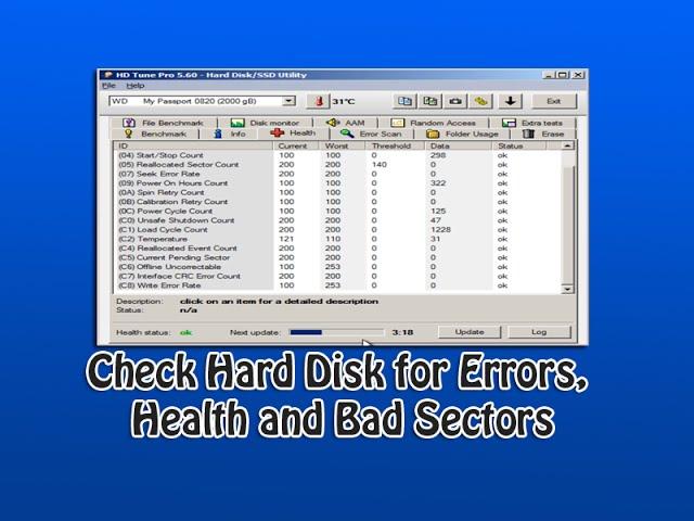 Check Hard Disk for Errors, Health and Bad Sectors