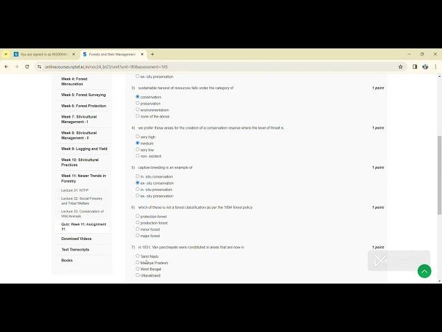 #Forests and their management #week #11 #nptel #assignment# answers #Jan-Apr #2024.