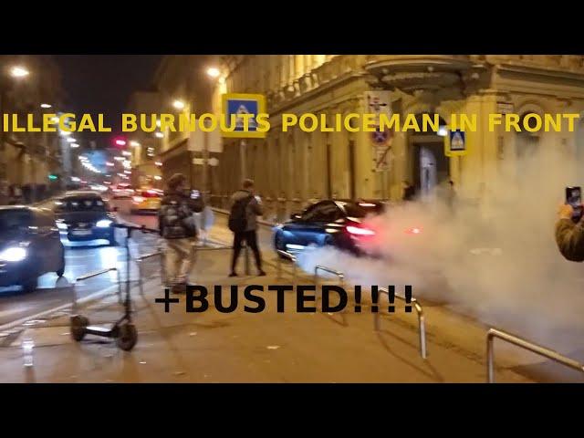 BMW M5 F90 ILLEGAL BURNOUTS POLICEMAN IN FRONT + BUSTED