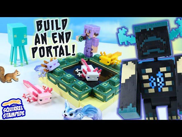 Minecraft Electronic Warden Action Figure Builds an Axolotl End Portal Pond Mattel Review