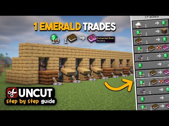 [UNCUT TUTORIAL] EASIEST Villager Trading Hall | ALL TRADES 1 EMERALD! | Minecraft Java & Bedrock