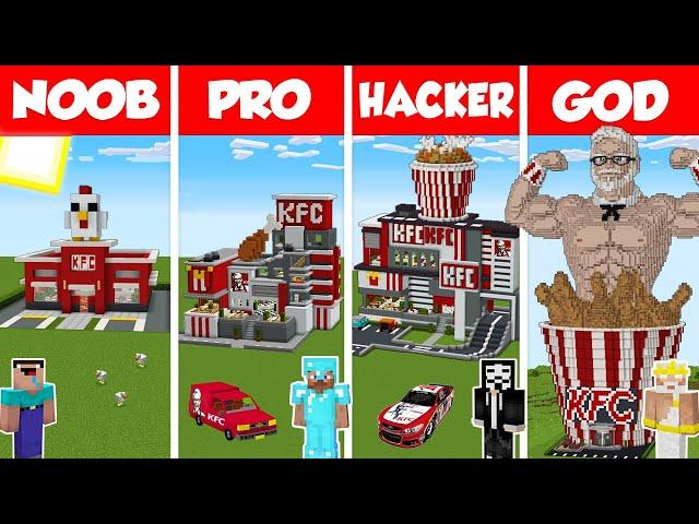 Minecraft TNT KFC HOUSE BUILD CHALLENGE - NOOB vs PRO vs HACKER vs GOD / Animation