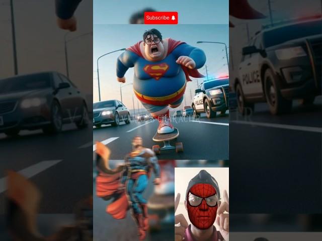 Superheroes fatty skateboarding while being chased by police cars  #shorts #marvel #dc #avengers