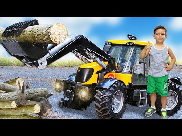 Tractor loader Bruder JCB Fastrac stuck in the woods Video about cars | Toys 2 boys