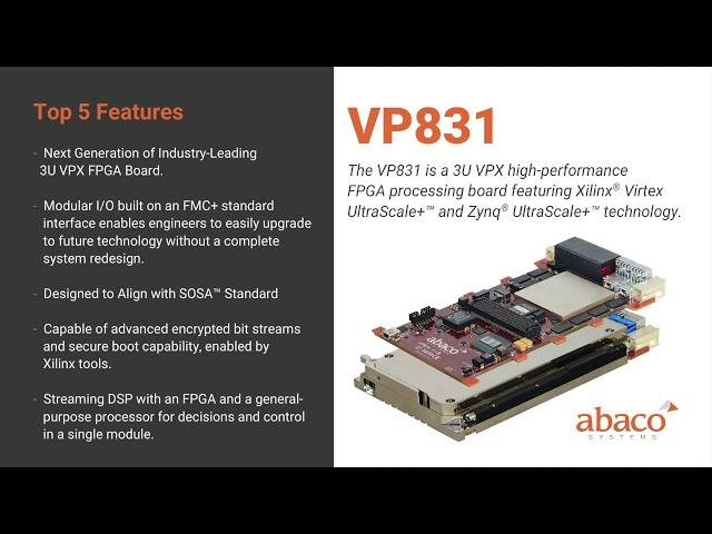 VP831 3U VPX FPGA Processing Card