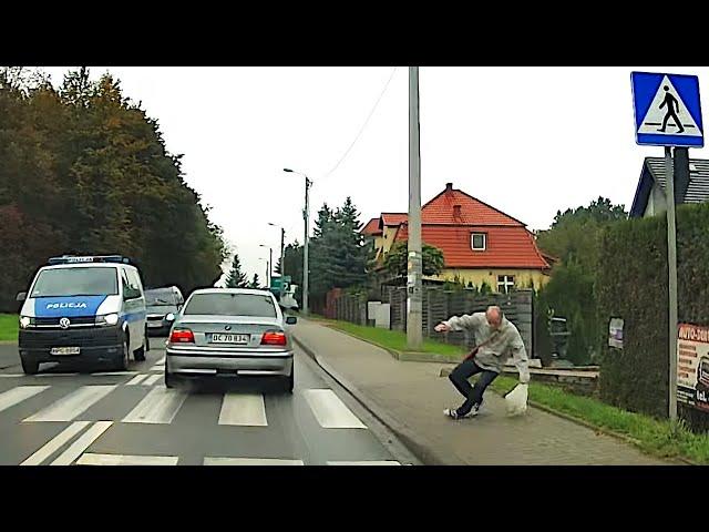 Hitting a pedestrian in front of the police and running away