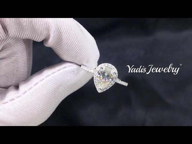 Yadis Jewelry R0006 Pear Crushed Ice Cut Engagement Wedding Ring Women Jewelry