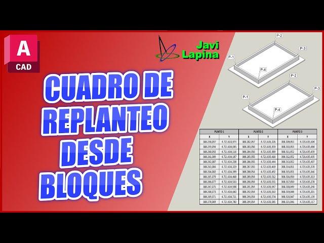 Cuadro replanteo o coordenadas desde bloques en Autocad