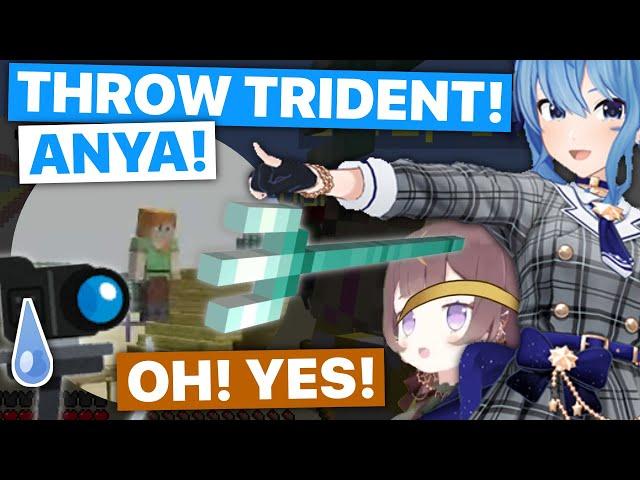 Suisei Gets Anya To Throw Trident At Camera (Anya Melfissa, Hoshimachi Suisei / Hololive) [Eng Subs]