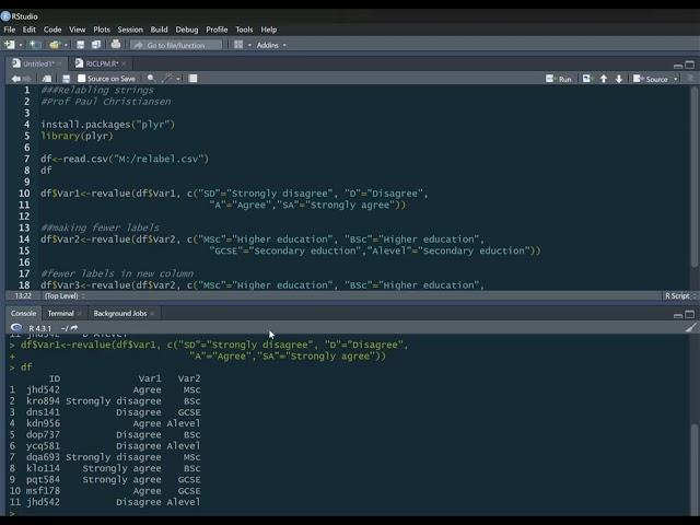R tutorial: Renaming string data