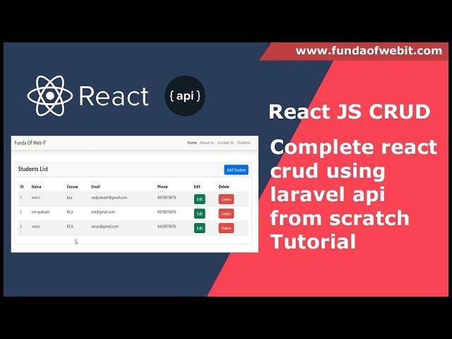 React JS CRUD - Complete react crud using laravel api from scratch tutorial | React CRUD operation