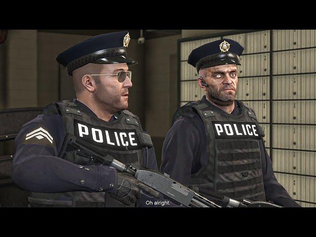 GTA 5 - BADCop Michael, Franklin and Robbing Biggest Bank!(Story Mode Police vs Police)