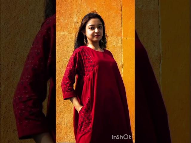 Beautiful Ajrakh handblock print cotton designer wear from Frills and Falls 