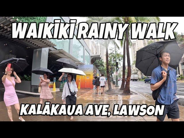 Waikiki Rainy Walk | Kalakaua Ave | Lawsons Pineapple Soft Serve | What to do in Waikiki, Hawaii