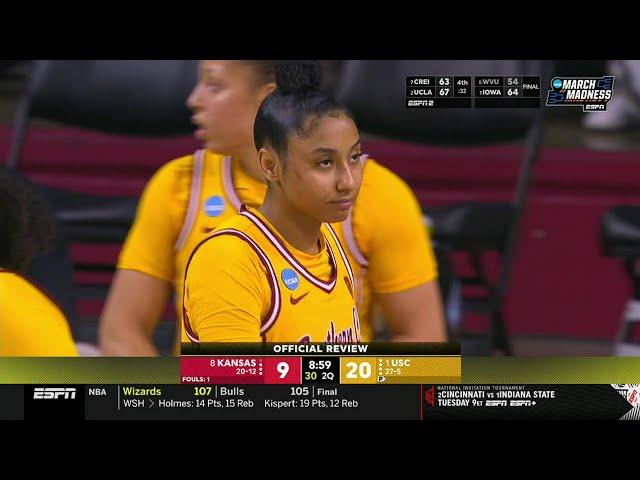 🫣 JuJu Watkins ELBOWED In The FACE, Intentional Foul Called | NCAA Tournament, USC Trojans vs Kansas