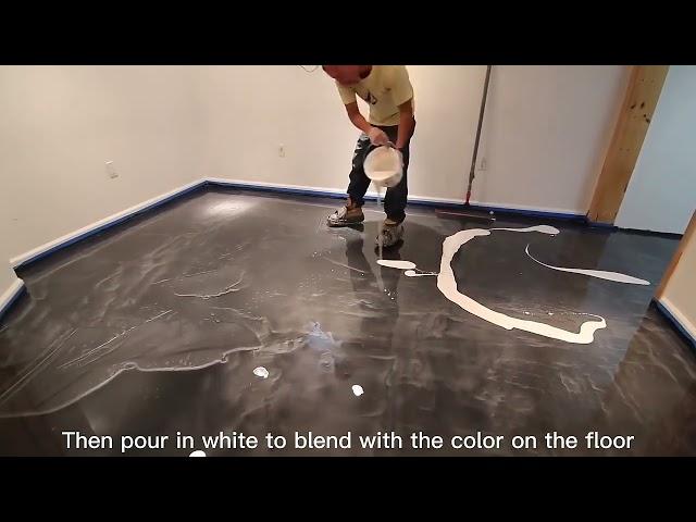 White Marble Look Metallic Epoxy Floor Coating Decorative Concrete Flooring