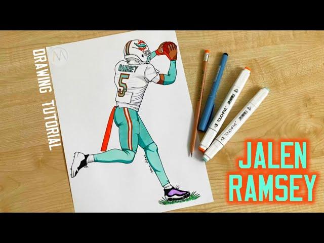 How to draw Jalen Ramsey on the Dolphins / How to draw NFL players