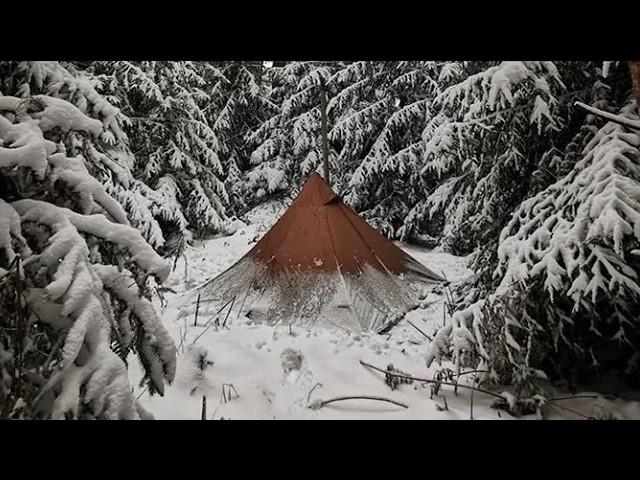 Extreme winter Cold snow storm (-40°F) Solo Camping 4 Days | Hot Tent Camping In A Snowstorm !