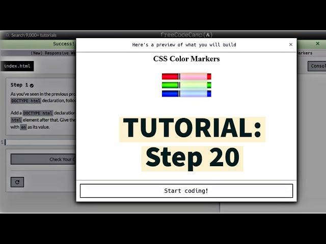 freeCodeCamp | Learn CSS color markers: step 20