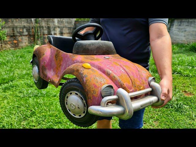 Beetle Vw Pedal Car - Restoration Abandoned Old Rusty Car