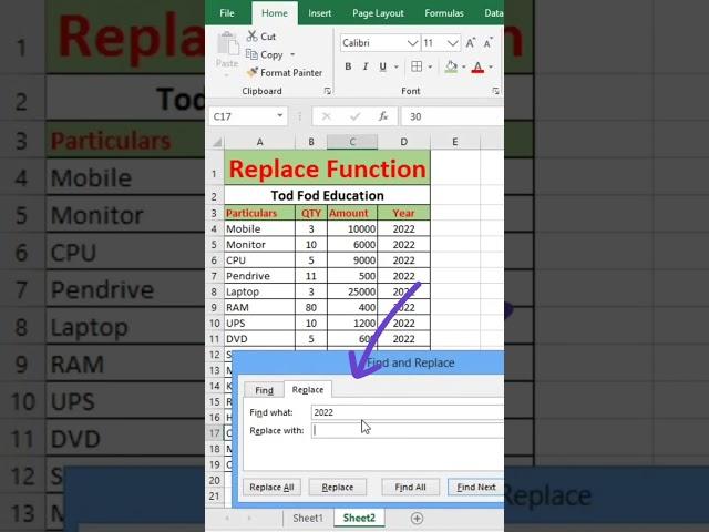Replace Function in Excel - Tips & Tricks from @todfodeducation