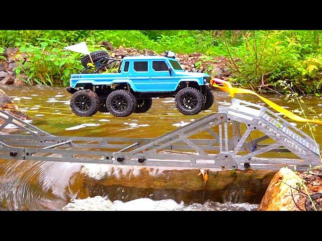 RC TOPiA - Backyard Mini Truck Trail Course - 6x6 Bridge Crossing Rescue Attempt | RC ADVENTURES