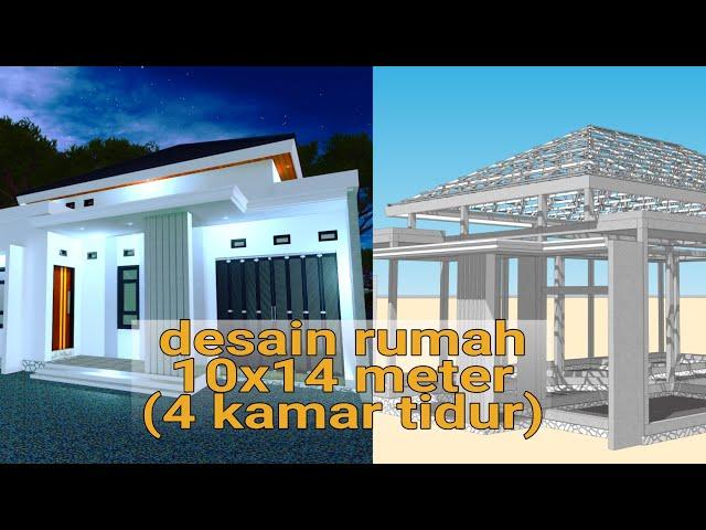 desain rumah 4 kamar tidur (10x14 meter)