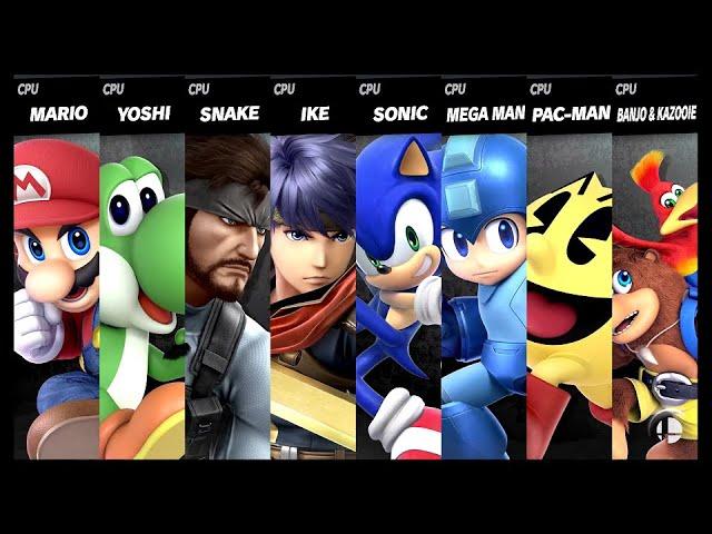 Mario VS Yoshi VS Snake VS Ike VS Sonic VS Mega Man VS Pac - Man VS Banjo & Kazooie Smash Ultimate