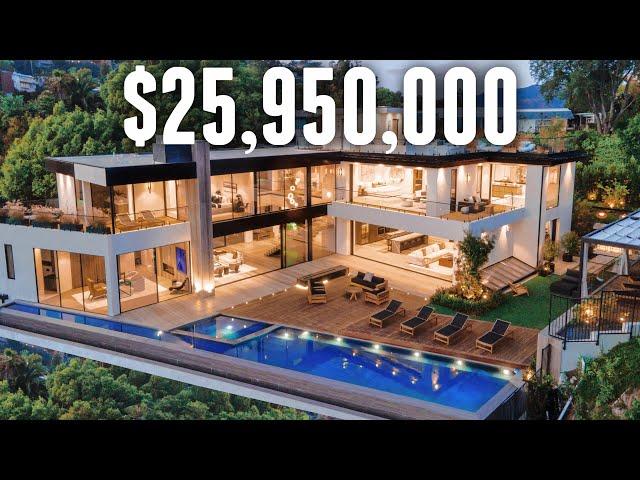 INSIDE a $25,950,000 Modern Beverly Hills Oasis | MEGA MANSION TOUR