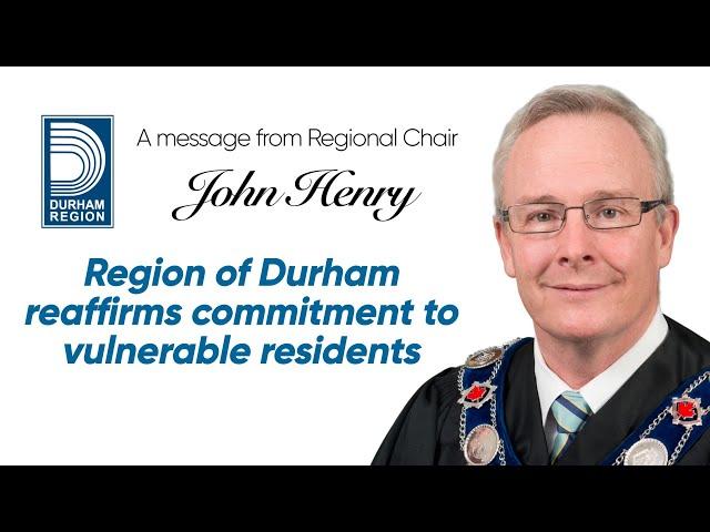 Region of Durham reaffirms commitment to vulnerable residents