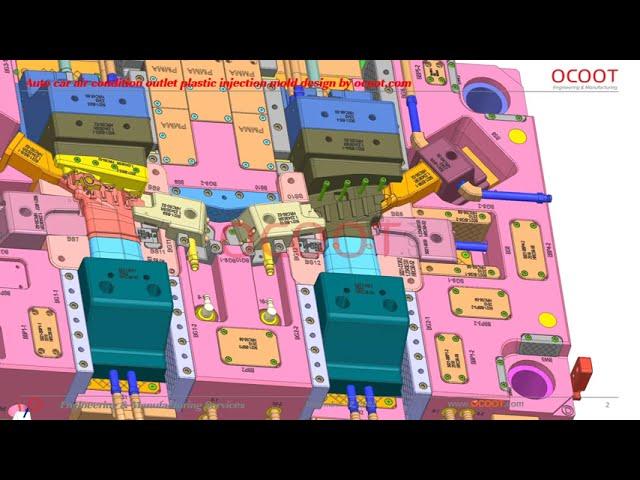 Auto car air condition outlet plastic injection mold design by ocoot.com