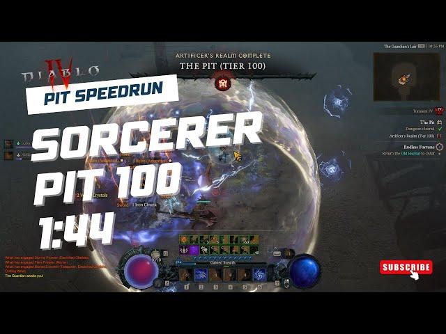 Diablo 4 Season 7 Sorcerer Pit 100 - 1:44 Speedrun