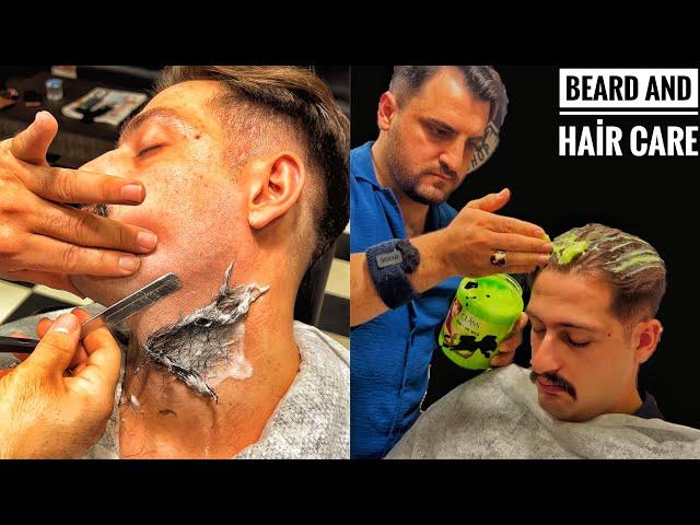 ASMR BEARD CUT AND HAİR CARE • Mustache arrangement herbal hair odor care