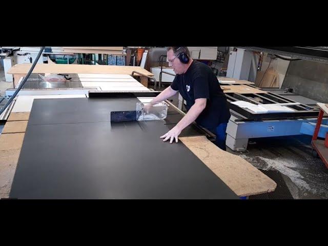 INDUSTRIAL TABLESAW: Craftsmen Cutting 4x8 Foot Full Sheet 1/4" Blk ABS Plastic (Long Version ASMR)