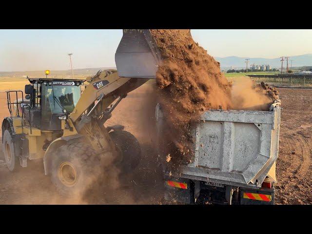 Caterpillar 972K Wheel Loader Loading Trucks On Construction Site - Sotiriadis Construction Works 4k